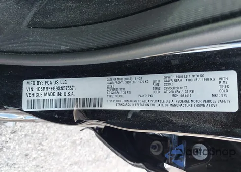 2025 Ram 1500 Big Horn 4X4 5'7 Box from USA, damaged, VIN 1C6RRFFG9SN575571